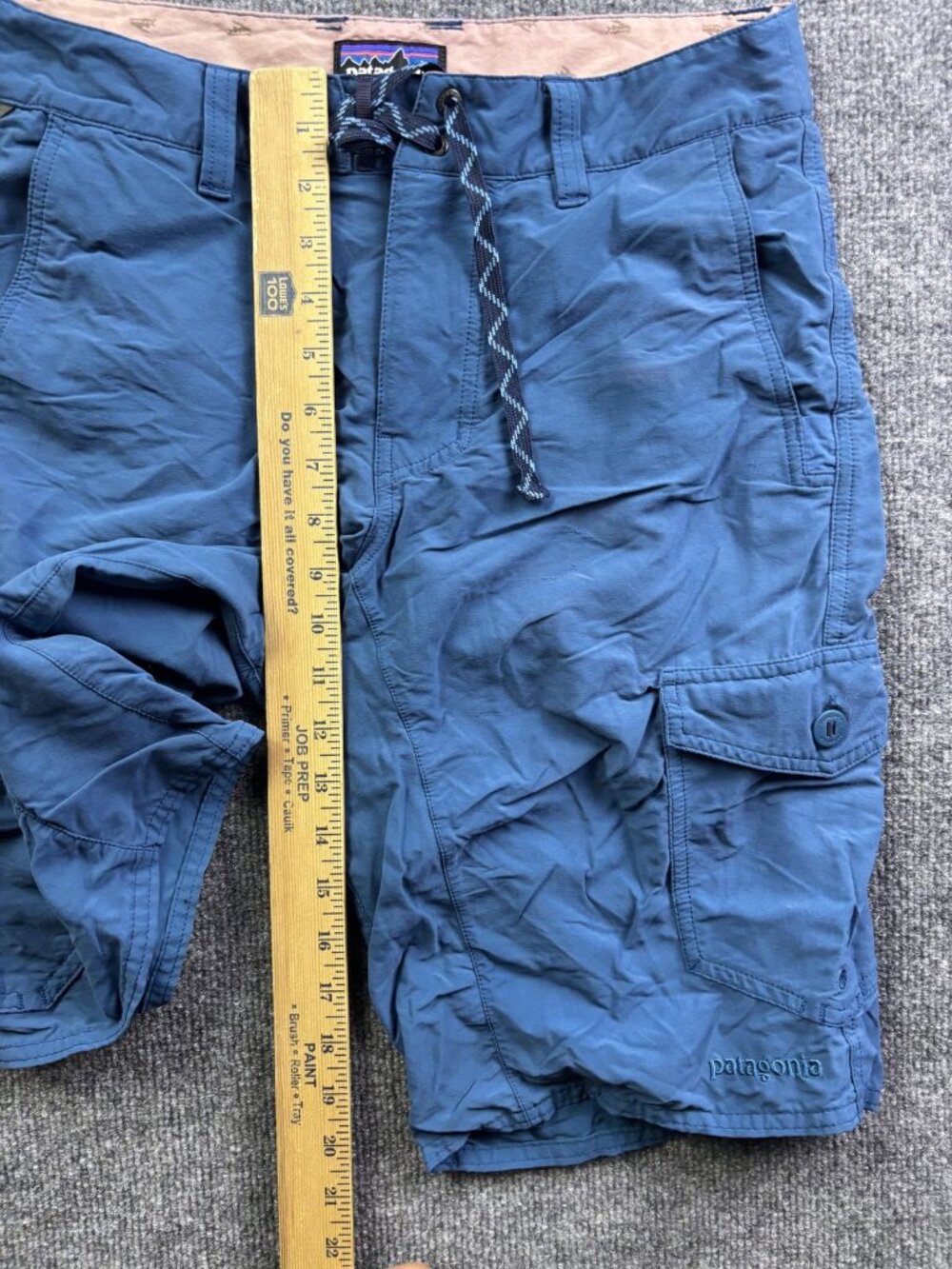 Patagonia Shorts Mens 30 Blue Swim Trunks Mesh Lined Cargo Pockets Drawstring‎ - Picture 4 of 6